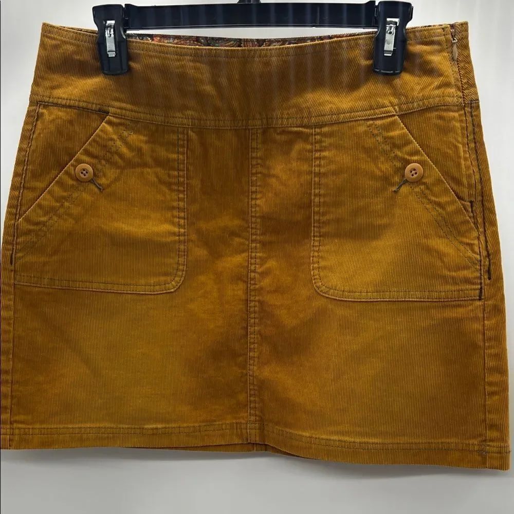Prana Canyon Corduroy Mustard Mini Skirt size 8